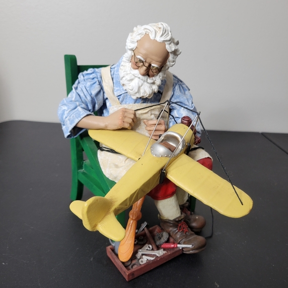 Vintage Santa Fixing To Fly Airplane 10" - Picture 1 of 11